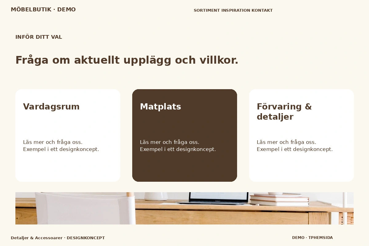 Detaljer & Accessoarer – Alternativ & villkor för möbelbutik