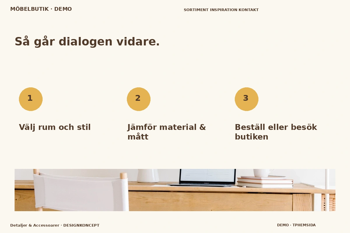 Detaljer & Accessoarer – Så fungerar dialogen för möbelbutik