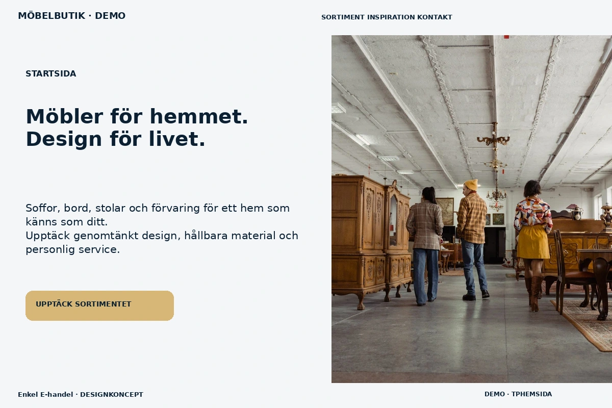 Enkel E-handel – Startsida för möbelbutik
