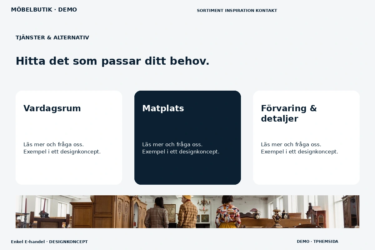 Enkel E-handel – Tjänster & alternativ för möbelbutik