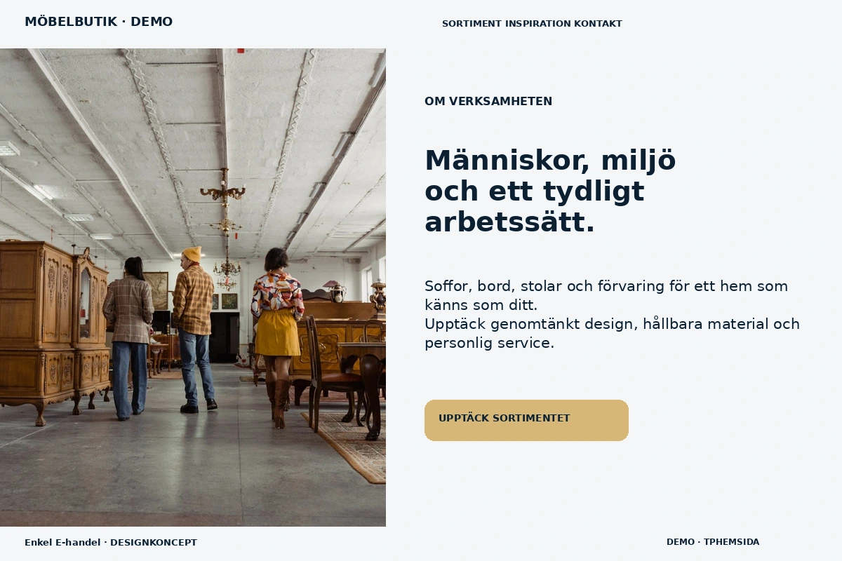 Enkel E-handel – Om verksamheten för möbelbutik