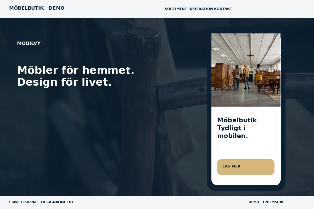 Enkel E-handel – Mobilvy för möbelbutik