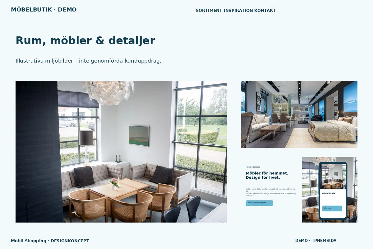 Mobil Shopping – Rum, möbler & detaljer för möbelbutik