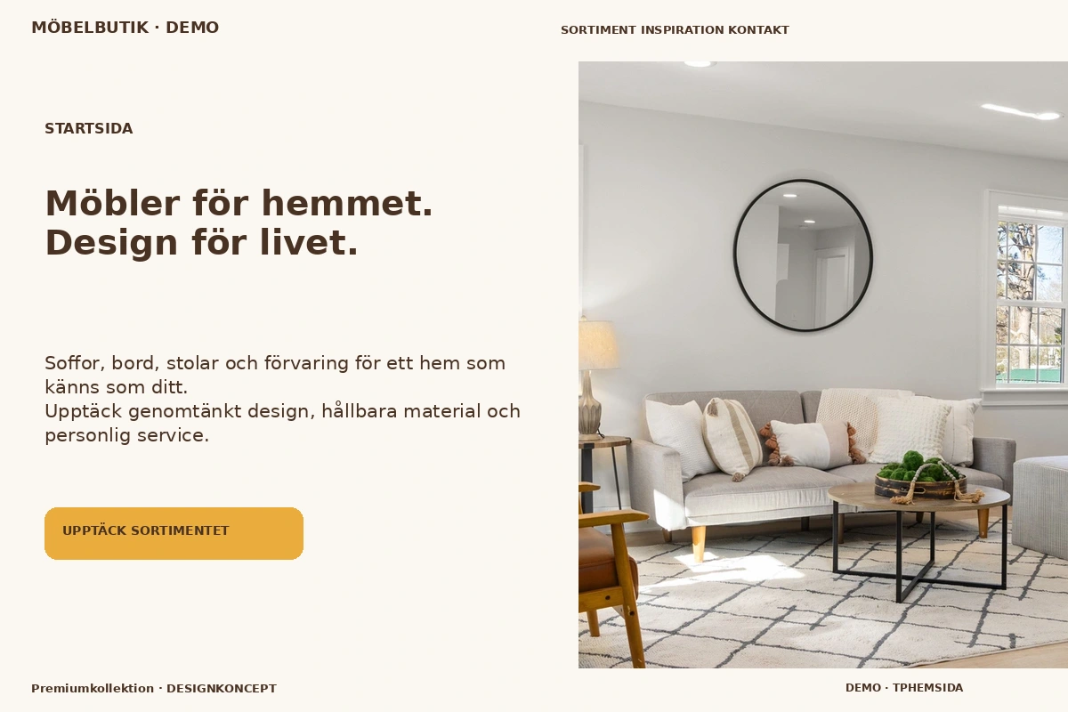 Premiumkollektion – Startsida för möbelbutik