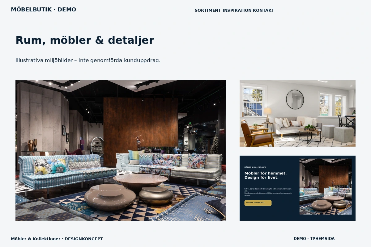 Möbler & Kollektioner – Rum, möbler & detaljer för möbelbutik