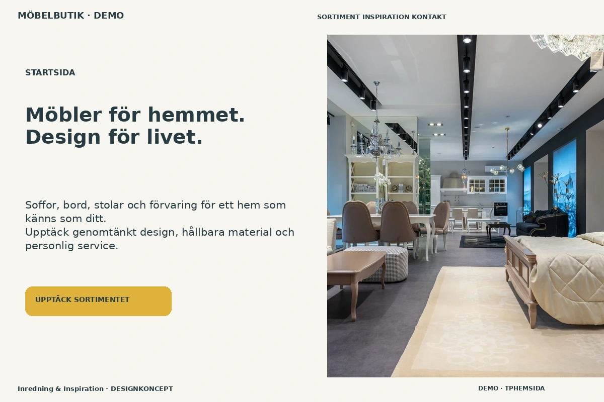 Inredning & Inspiration – Startsida för möbelbutik