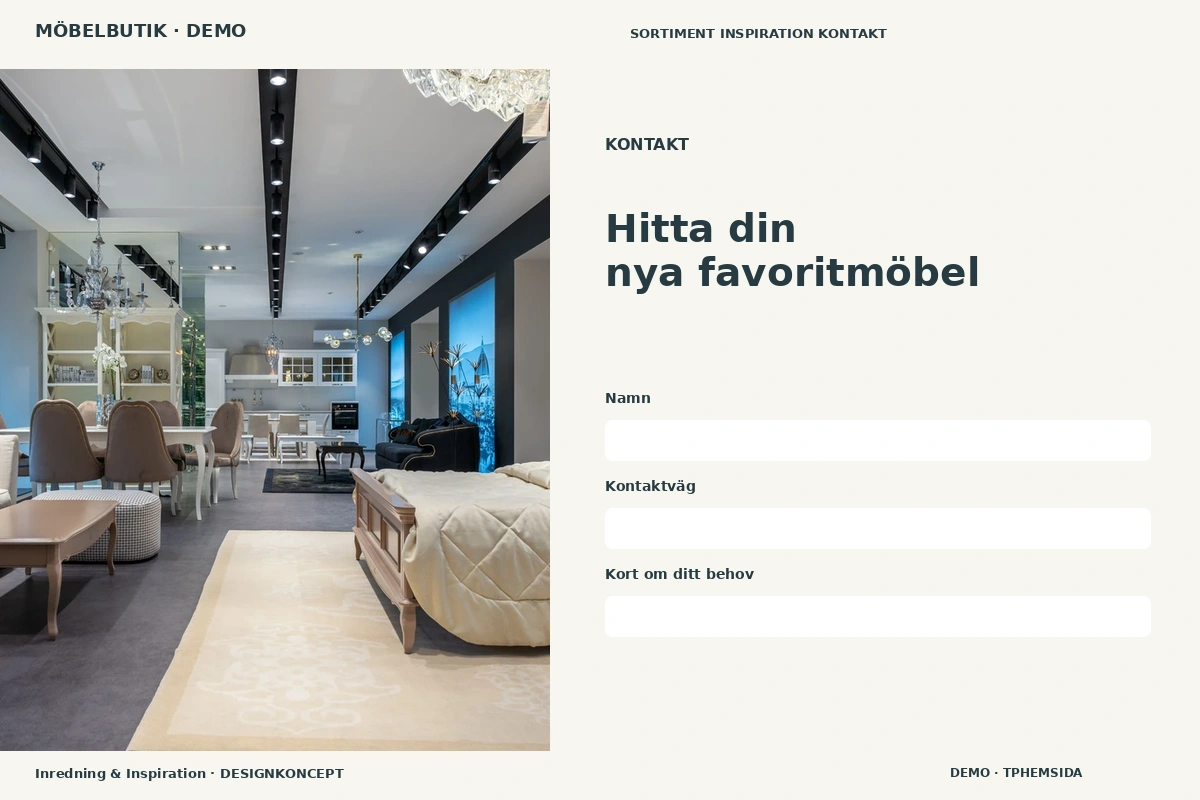 Inredning & Inspiration – Kontakt för möbelbutik