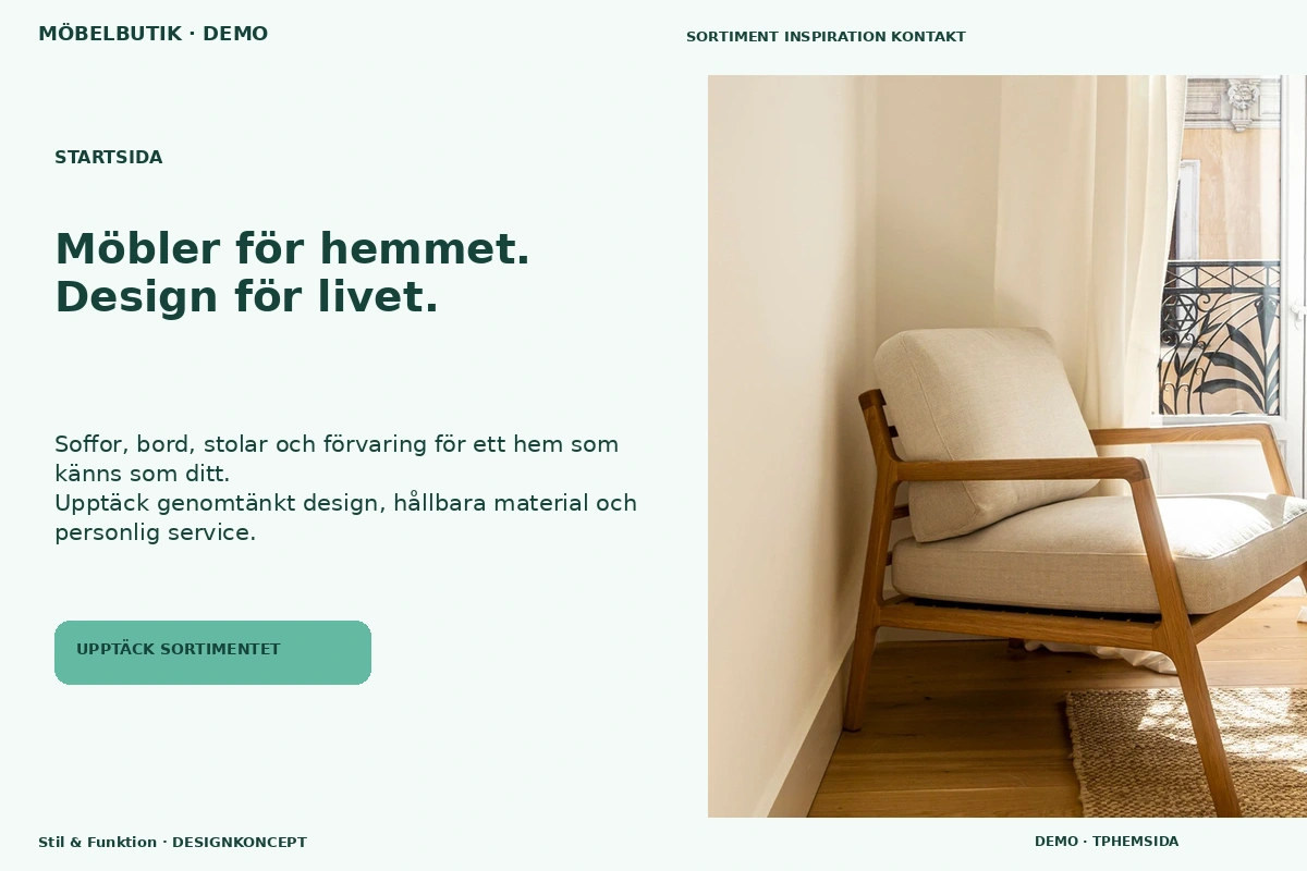 Stil & Funktion – Startsida för möbelbutik