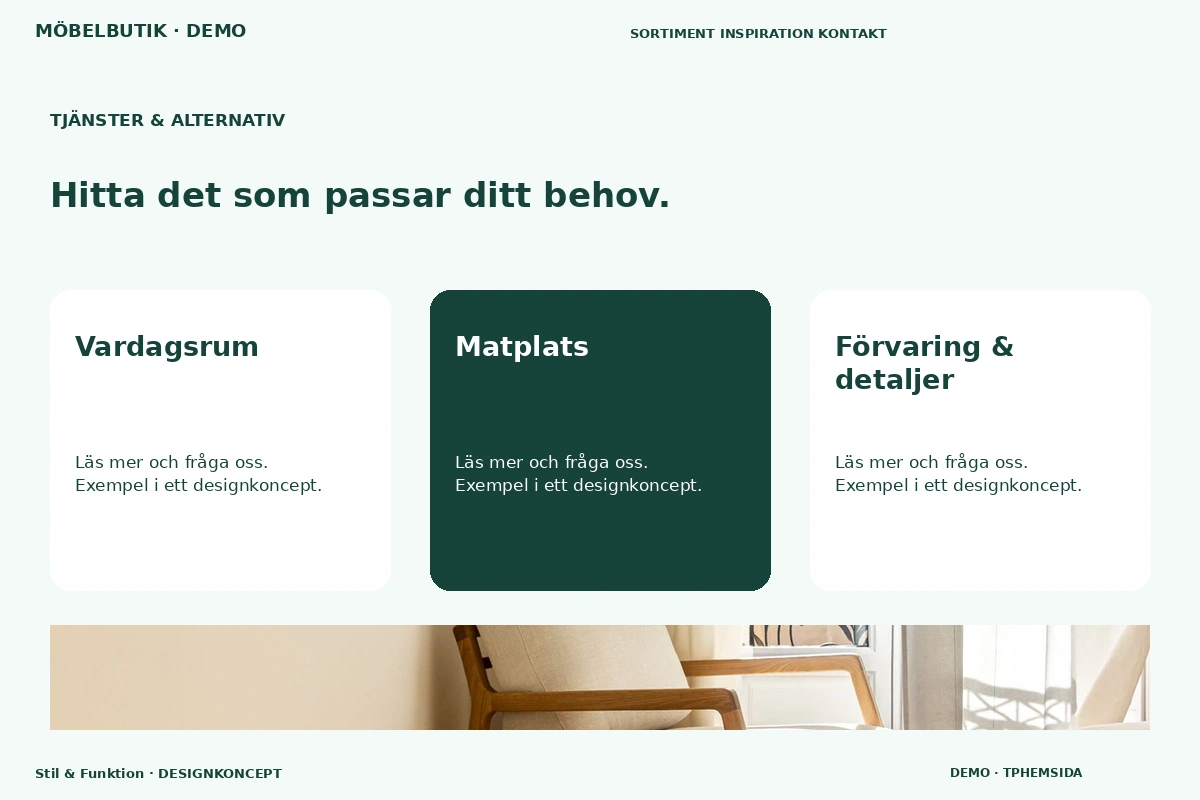 Stil & Funktion – Tjänster & alternativ för möbelbutik