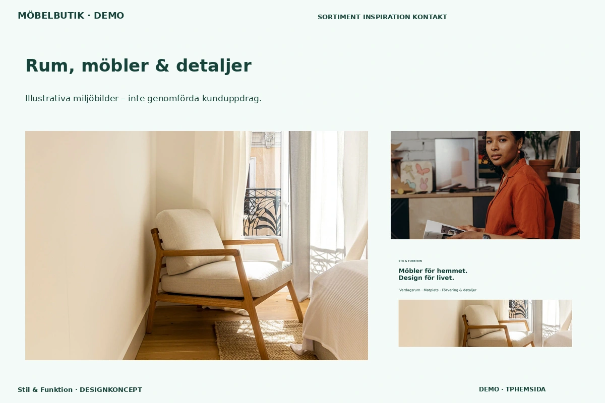Stil & Funktion – Rum, möbler & detaljer för möbelbutik