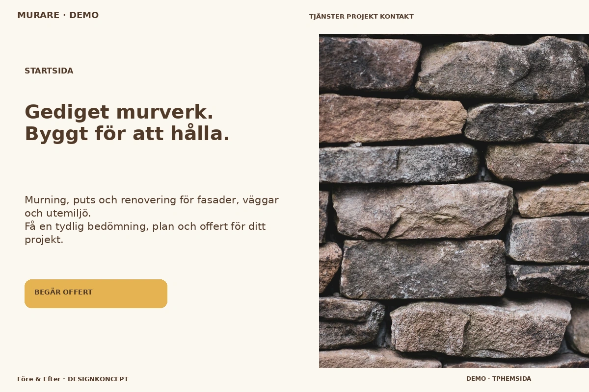 Före & Efter – Startsida för murare