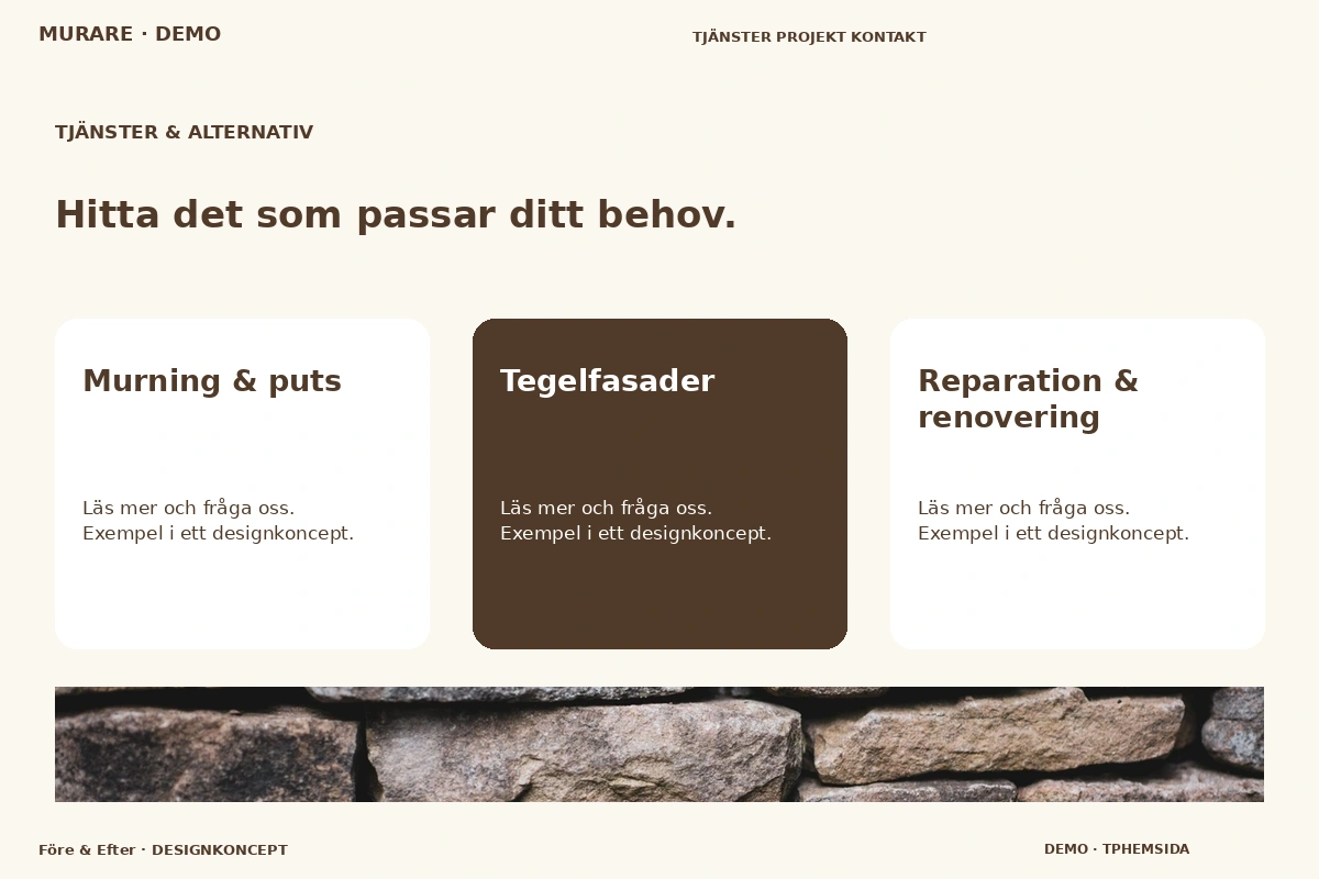 Före & Efter – Tjänster & alternativ för murare