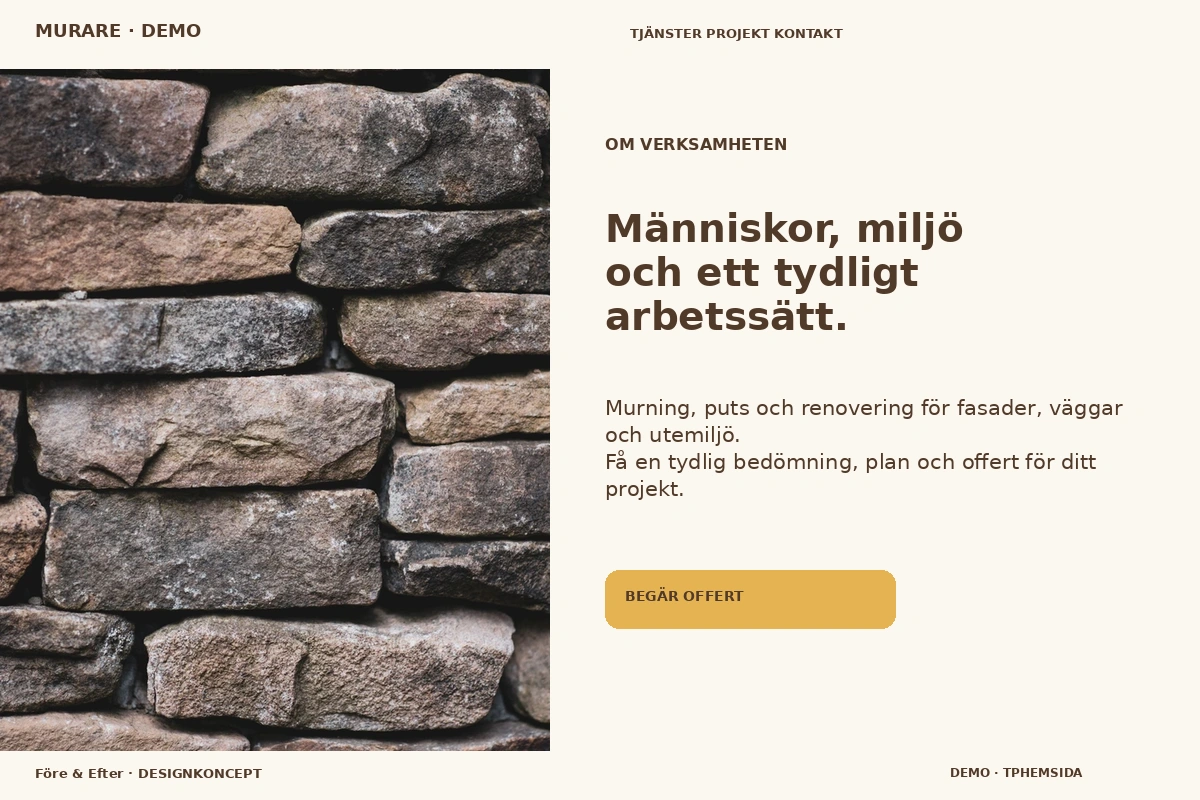 Före & Efter – Om verksamheten för murare