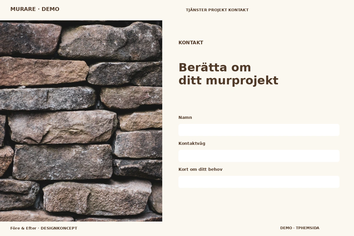 Före & Efter – Kontakt för murare