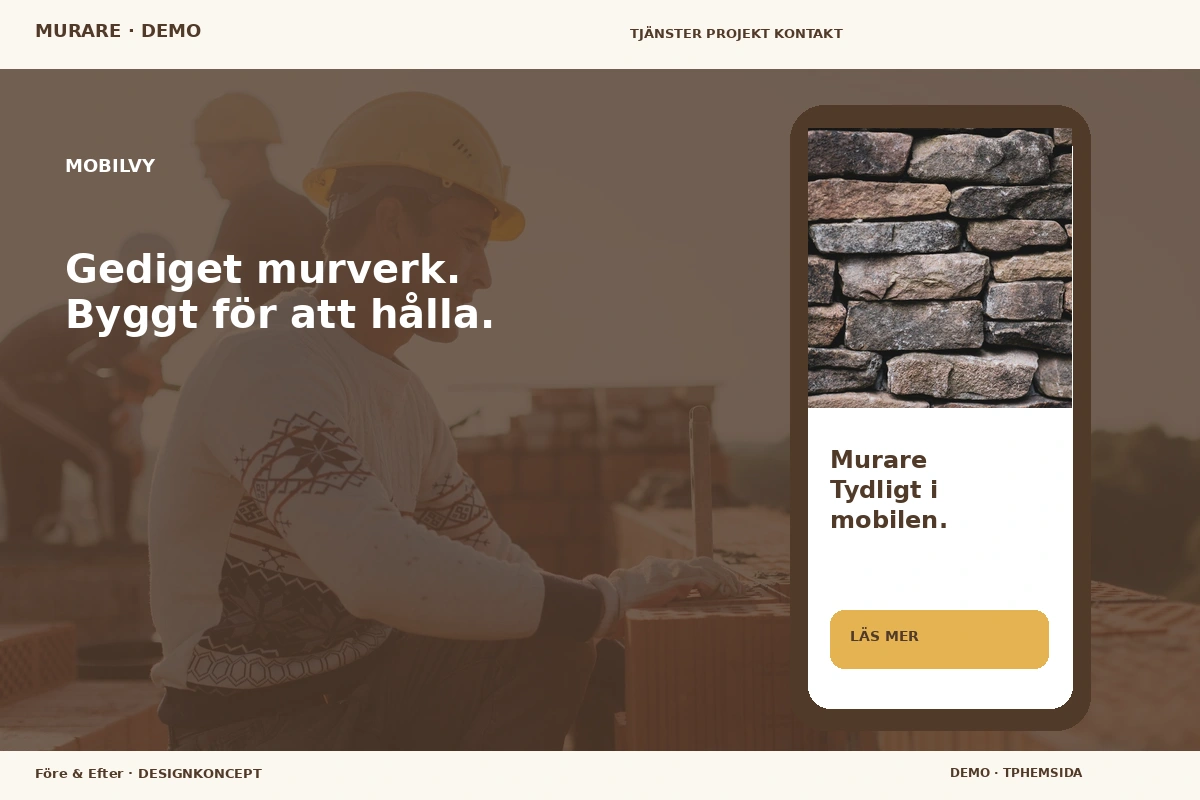 Före & Efter – Mobilvy för murare