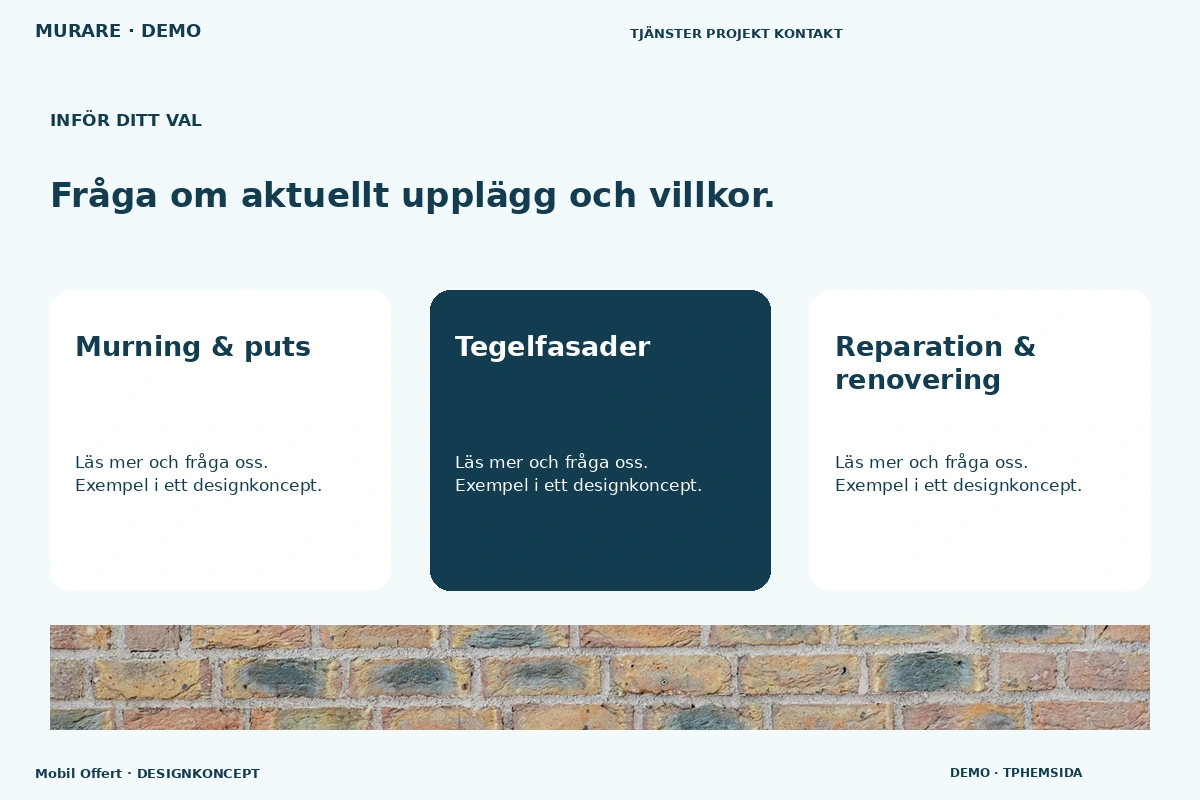 Mobil Offert – Alternativ & villkor för murare