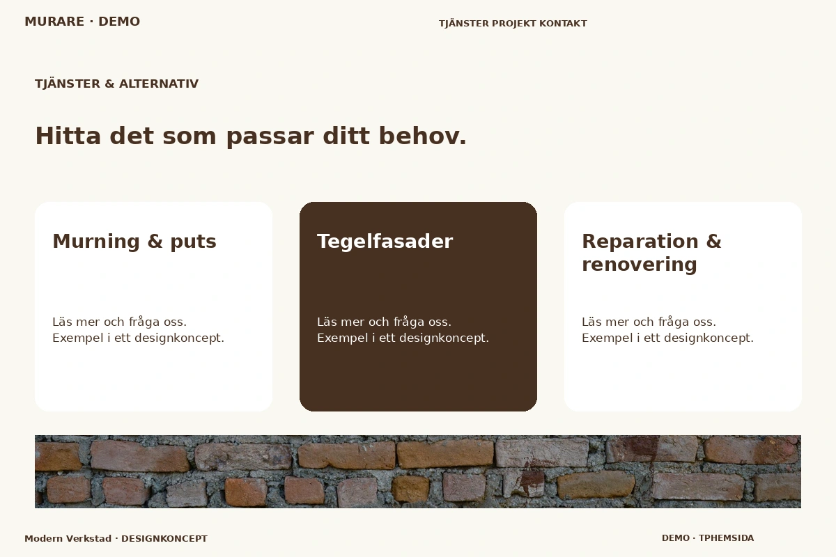 Modern Verkstad – Tjänster & alternativ för murare