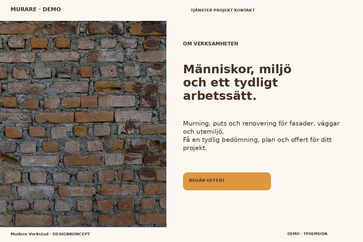 Modern Verkstad – Om verksamheten för murare