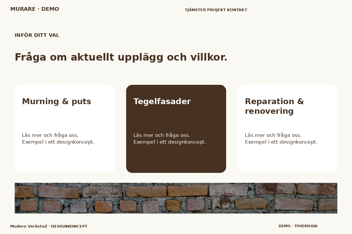 Modern Verkstad – Alternativ & villkor för murare