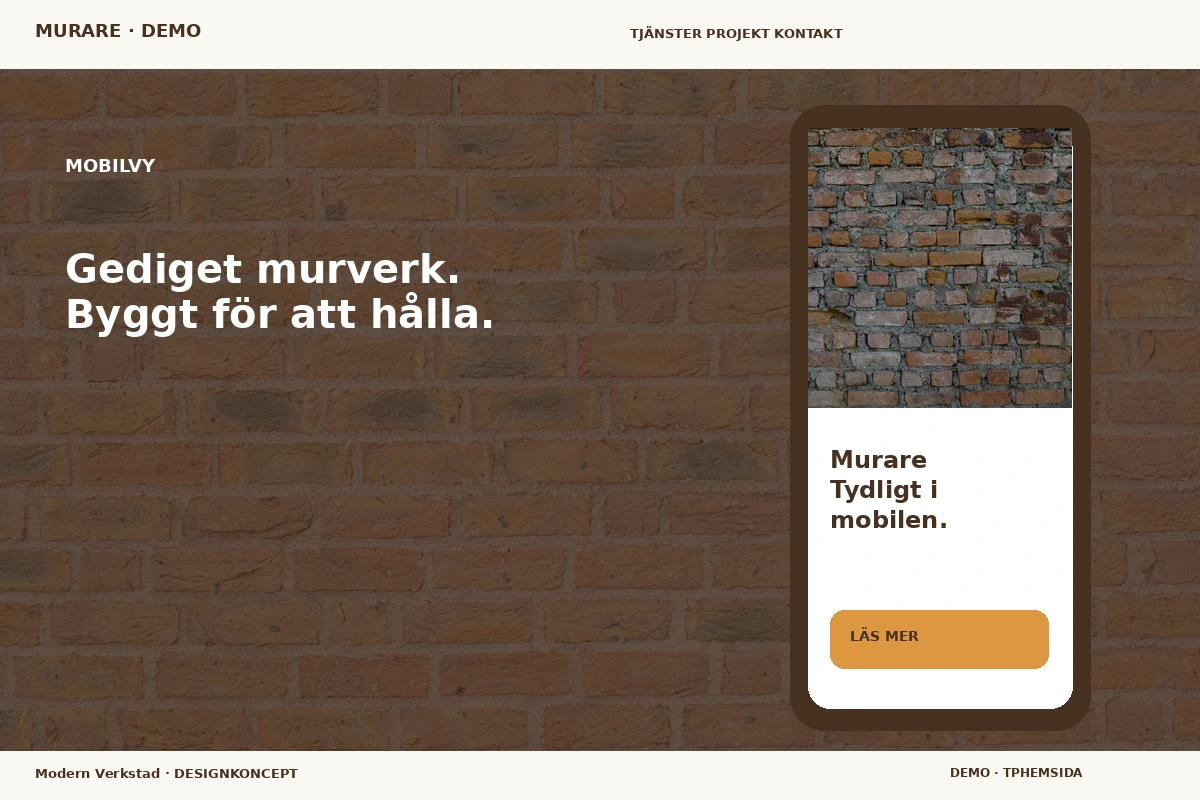 Modern Verkstad – Mobilvy för murare