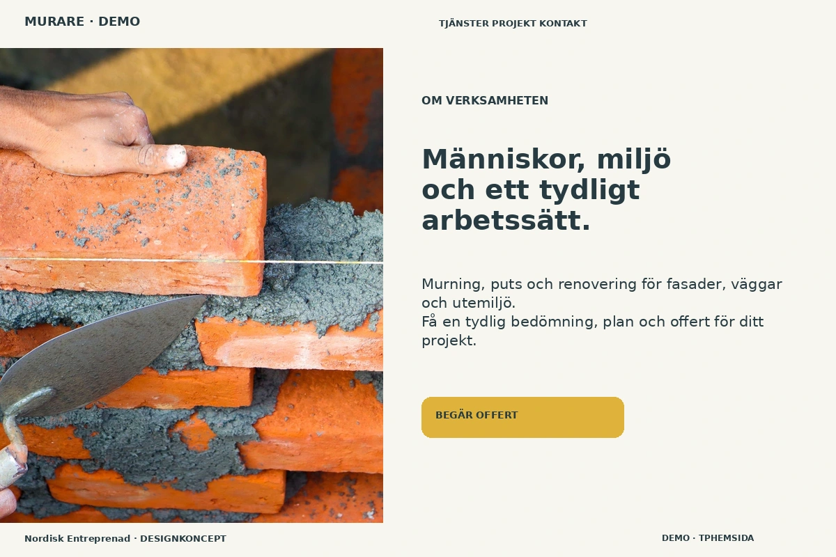 Nordisk Entreprenad – Om verksamheten för murare
