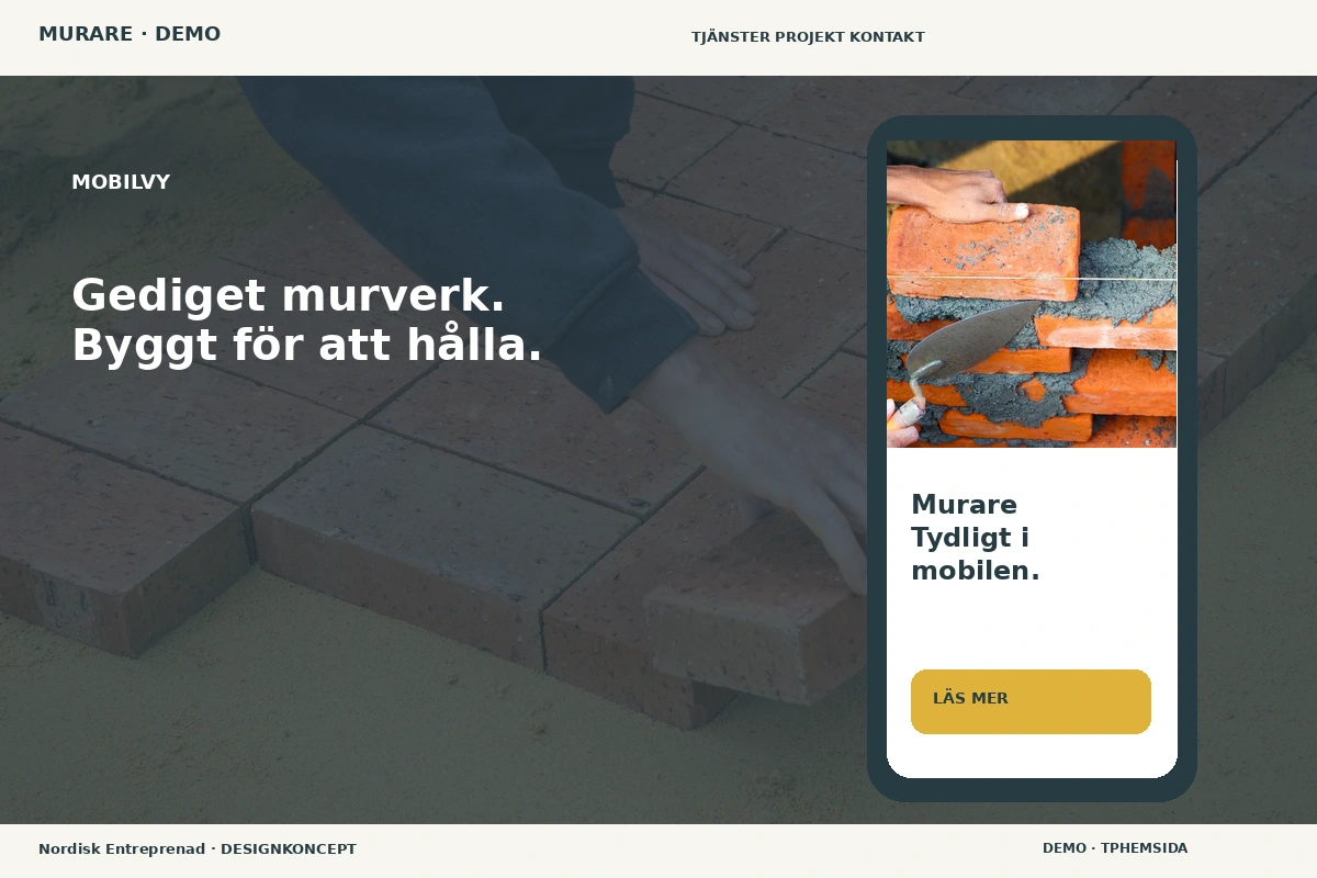 Nordisk Entreprenad – Mobilvy för murare