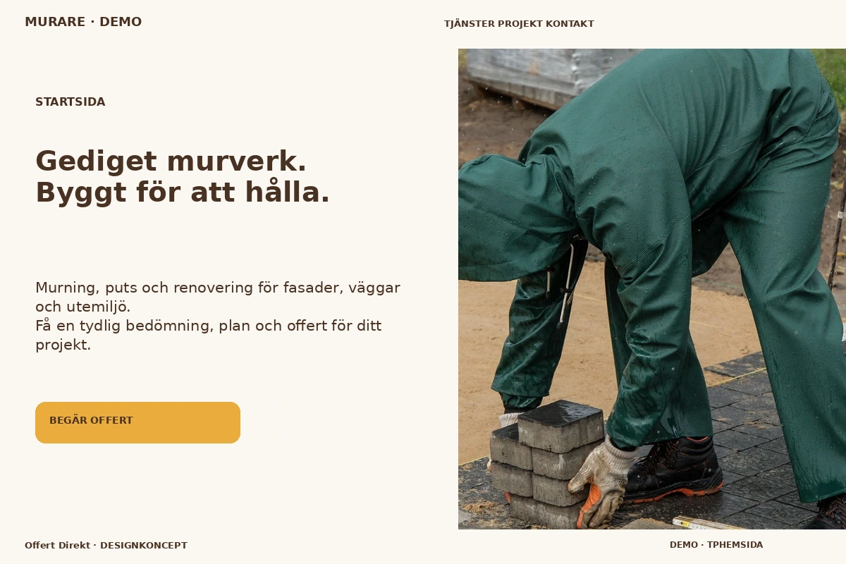 Offert Direkt – Startsida för murare