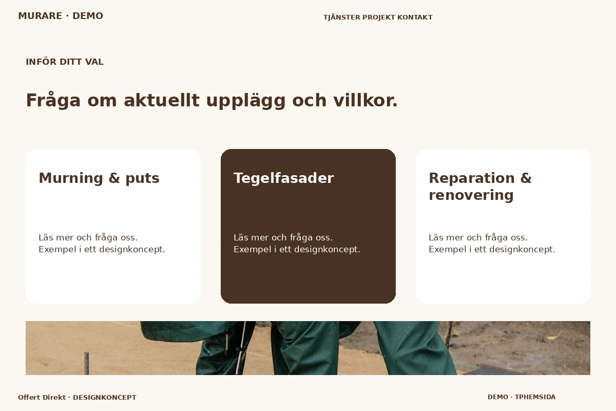Offert Direkt – Alternativ & villkor för murare
