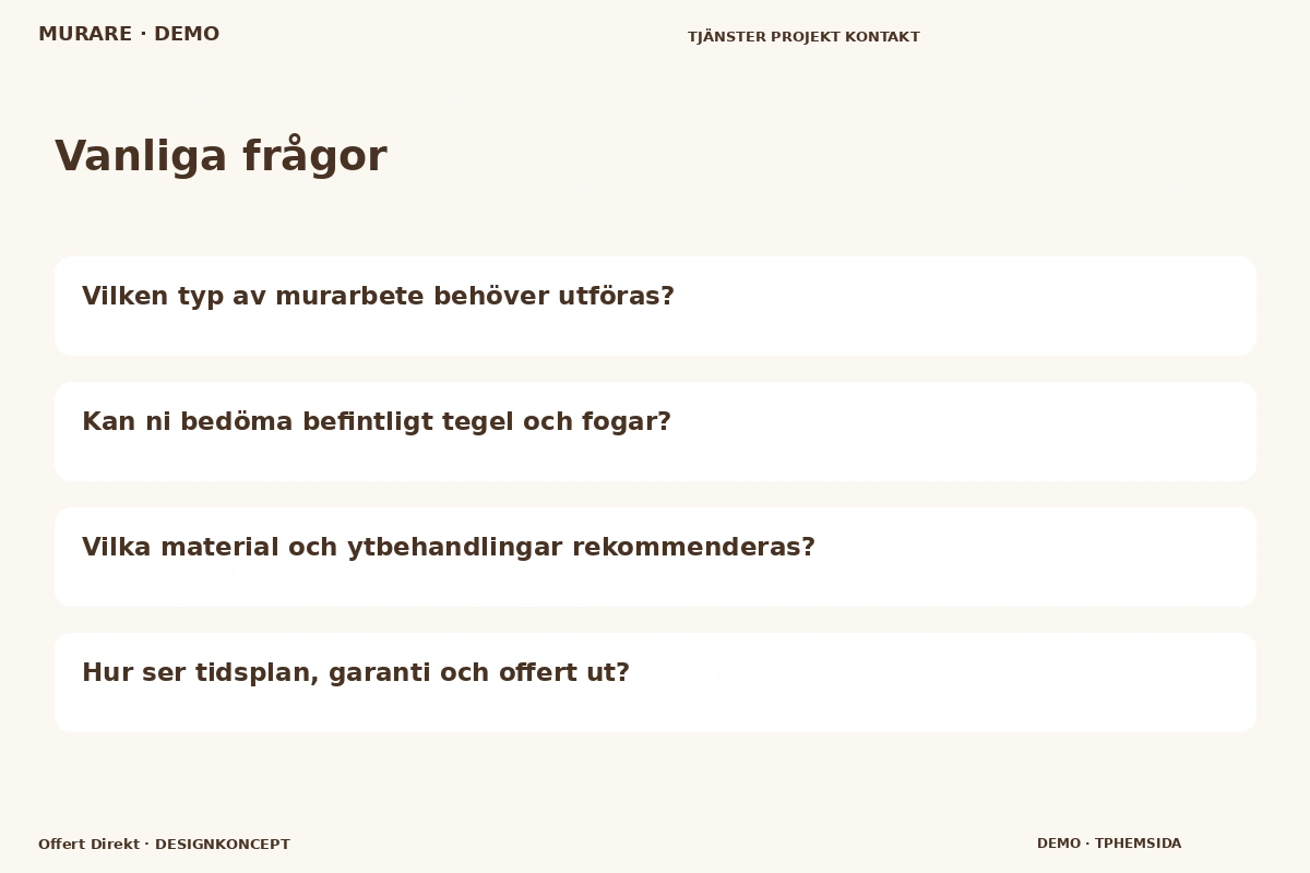 Offert Direkt – Vanliga frågor för murare
