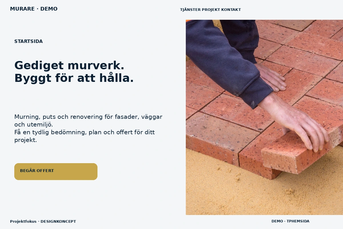 Projektfokus – Startsida för murare