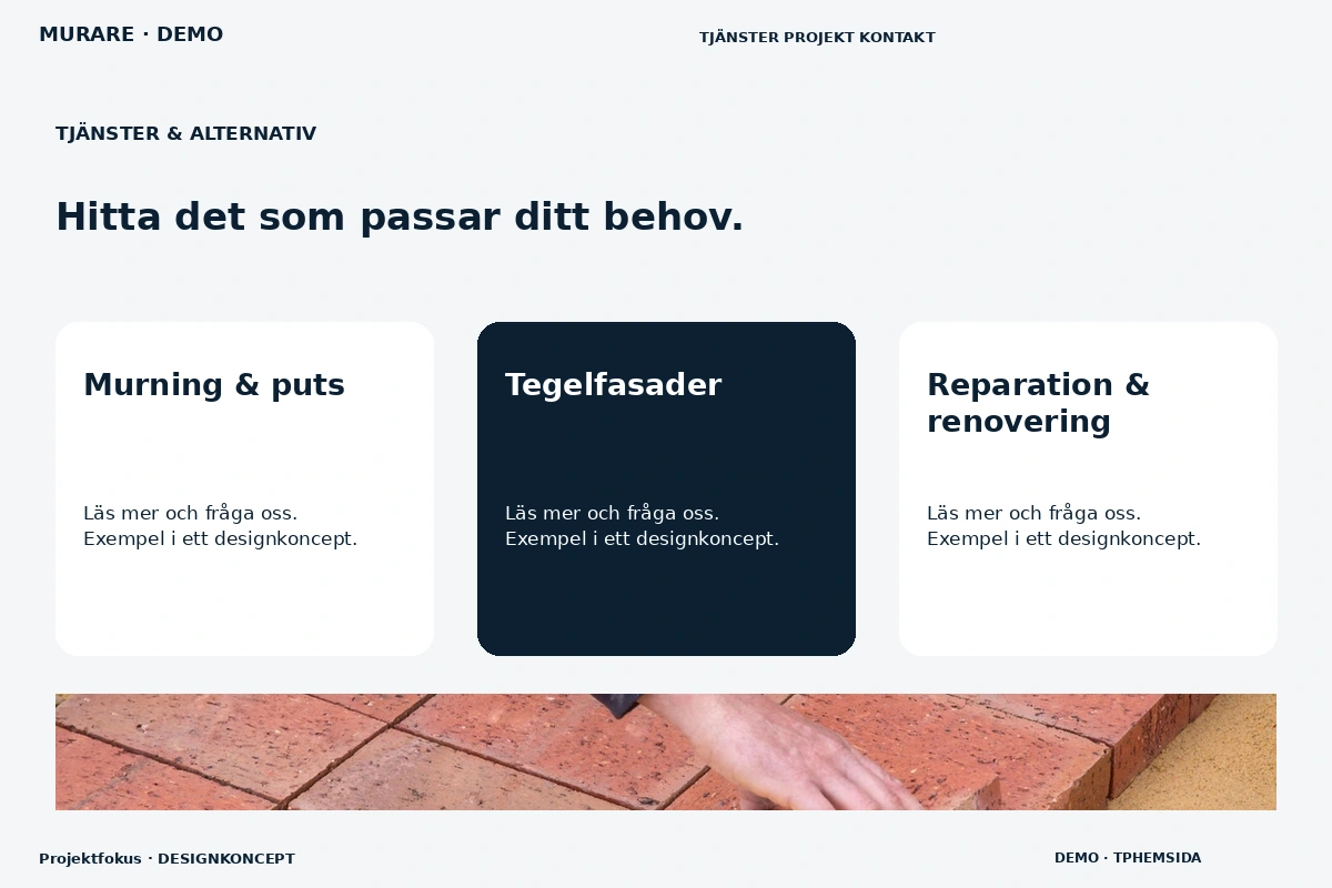 Projektfokus – Tjänster & alternativ för murare
