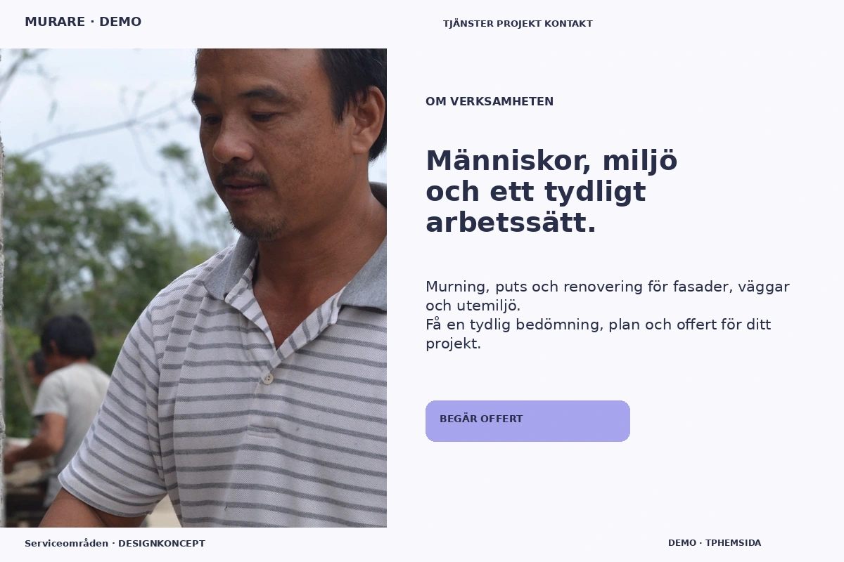 Serviceområden – Om verksamheten för murare