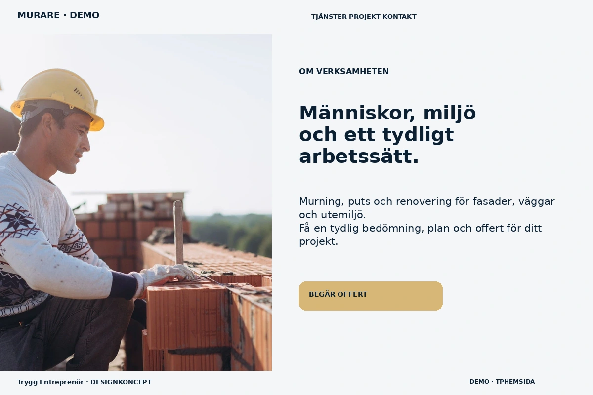Trygg Entreprenör – Om verksamheten för murare