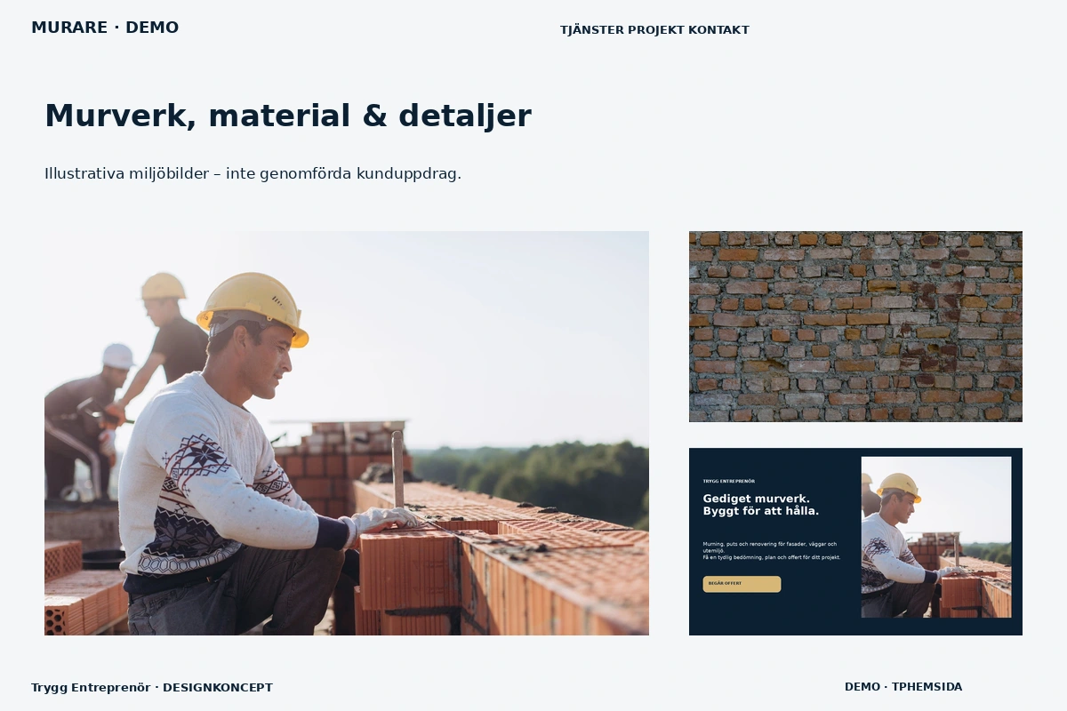 Trygg Entreprenör – Murverk, material & detaljer för murare
