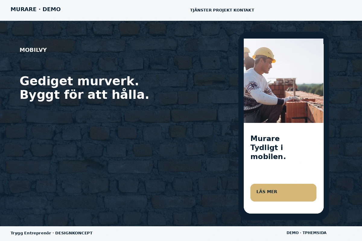 Trygg Entreprenör – Mobilvy för murare