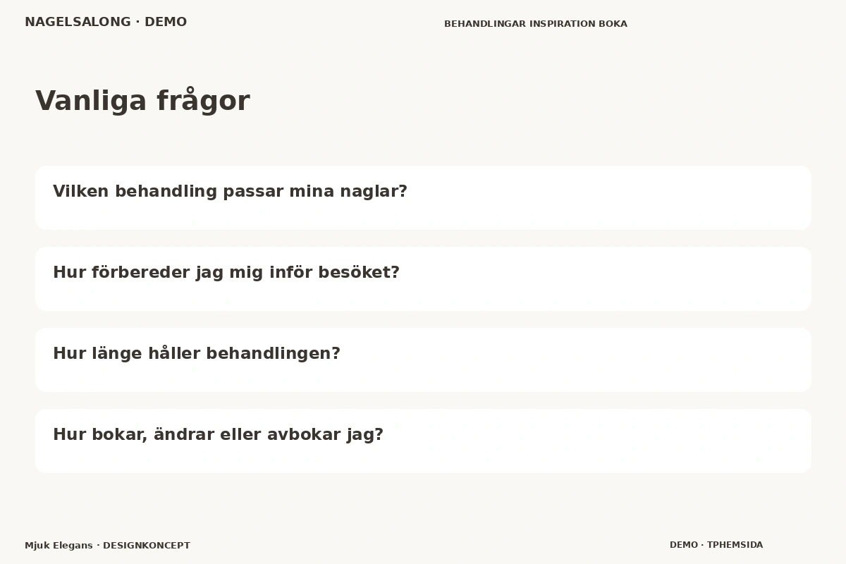 Mjuk Elegans – Vanliga frågor för nagelsalong
