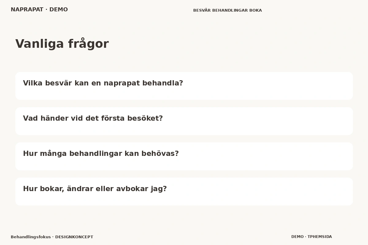 Behandlingsfokus – Vanliga frågor för naprapat