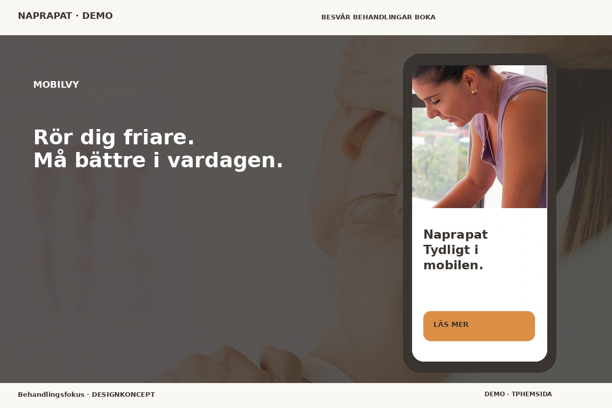Behandlingsfokus – Mobilvy för naprapat