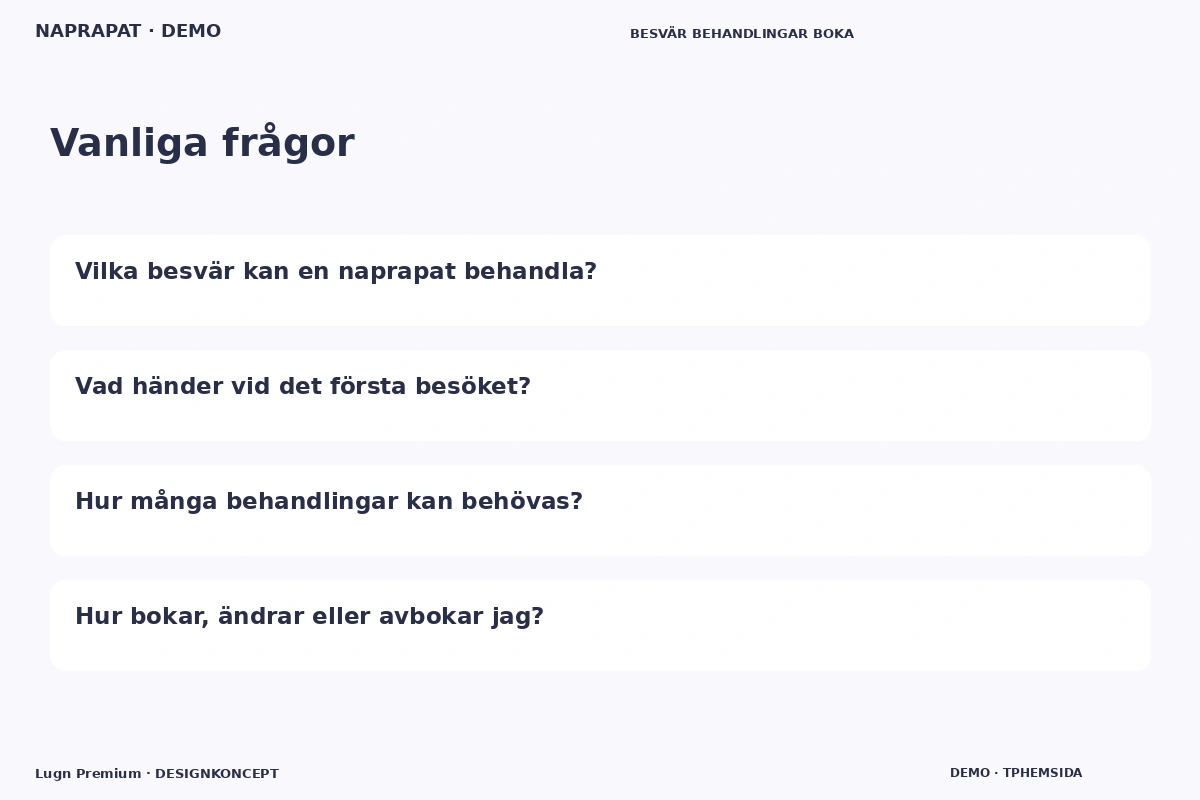 Lugn Premium – Vanliga frågor för naprapat