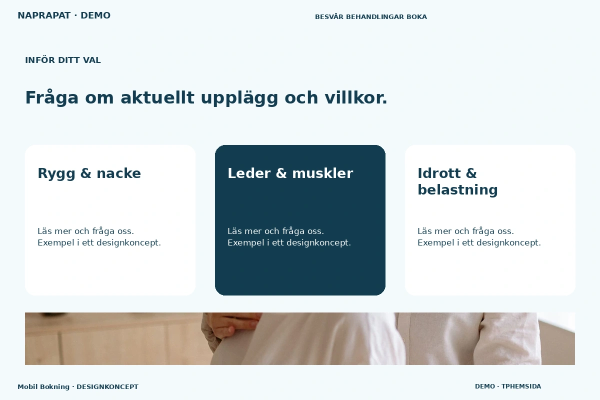 Mobil Bokning – Alternativ & villkor för naprapat