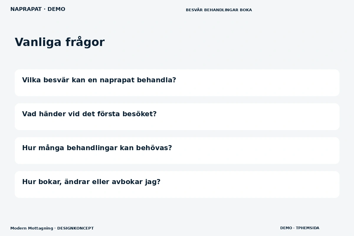Modern Mottagning – Vanliga frågor för naprapat