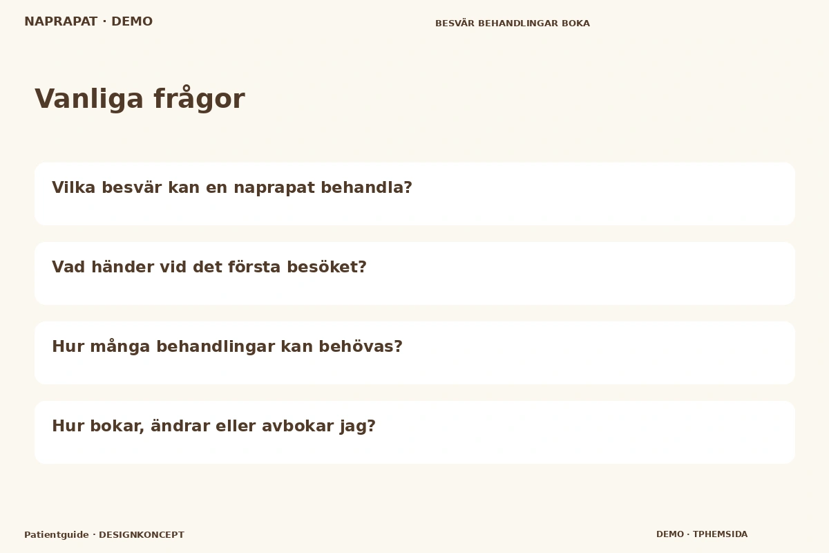Patientguide – Vanliga frågor för naprapat