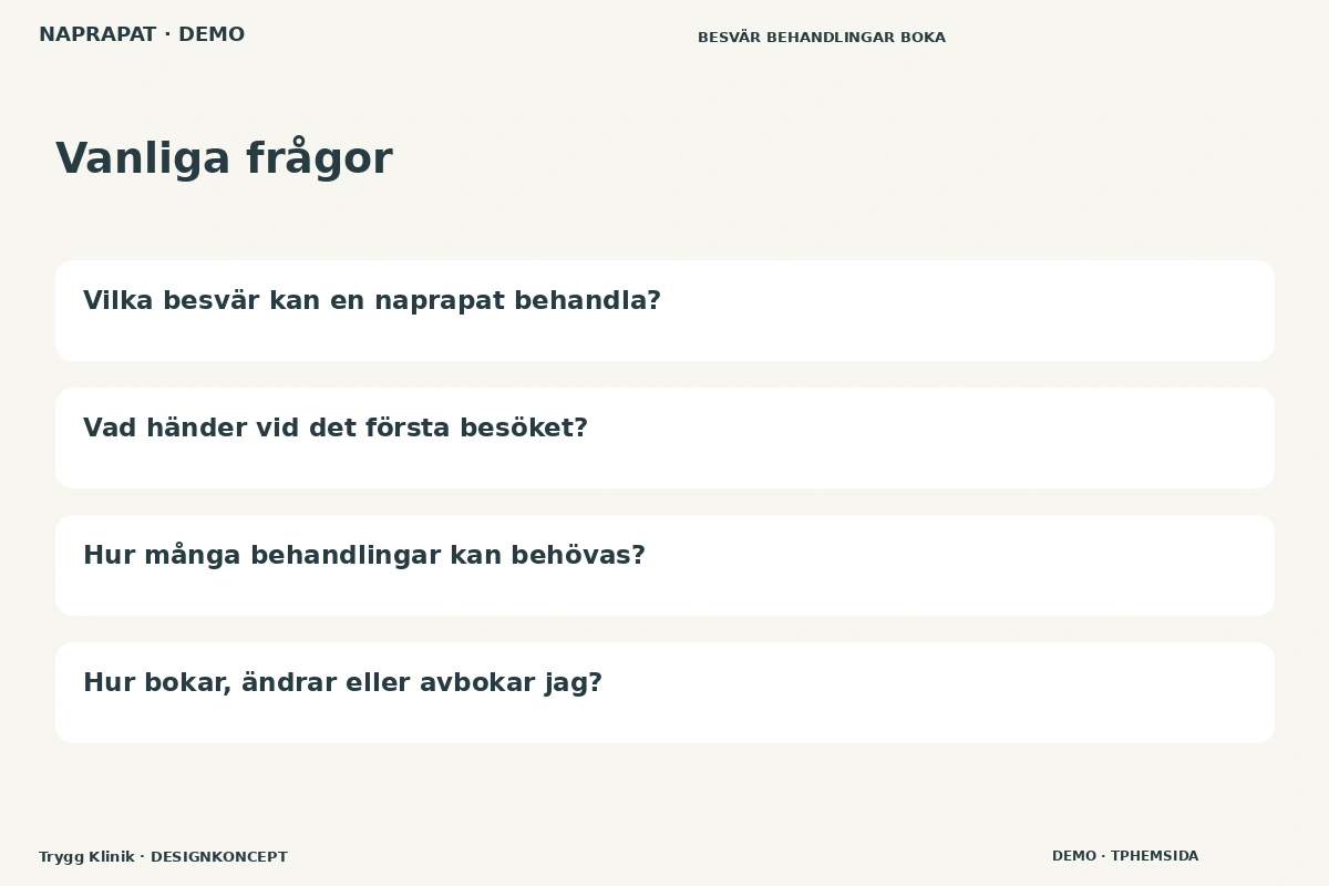 Trygg Klinik – Vanliga frågor för naprapat