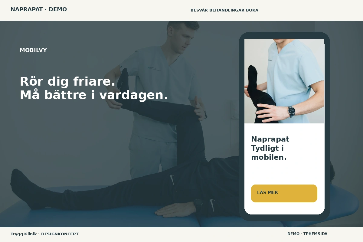 Trygg Klinik – Mobilvy för naprapat
