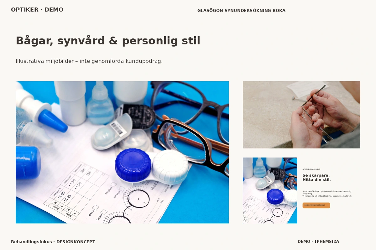 Behandlingsfokus – Bågar, synvård & personlig stil för optiker
