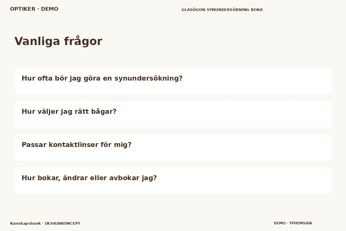 Kunskapsbank – Vanliga frågor för optiker
