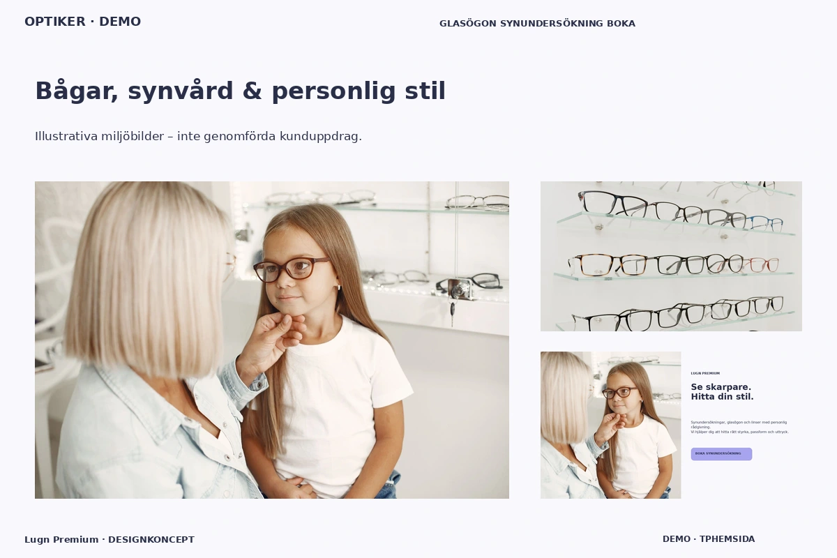 Lugn Premium – Bågar, synvård & personlig stil för optiker