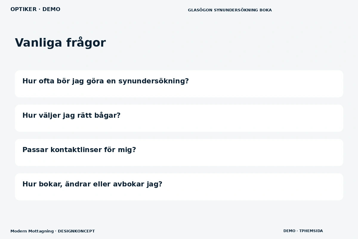 Modern Mottagning – Vanliga frågor för optiker