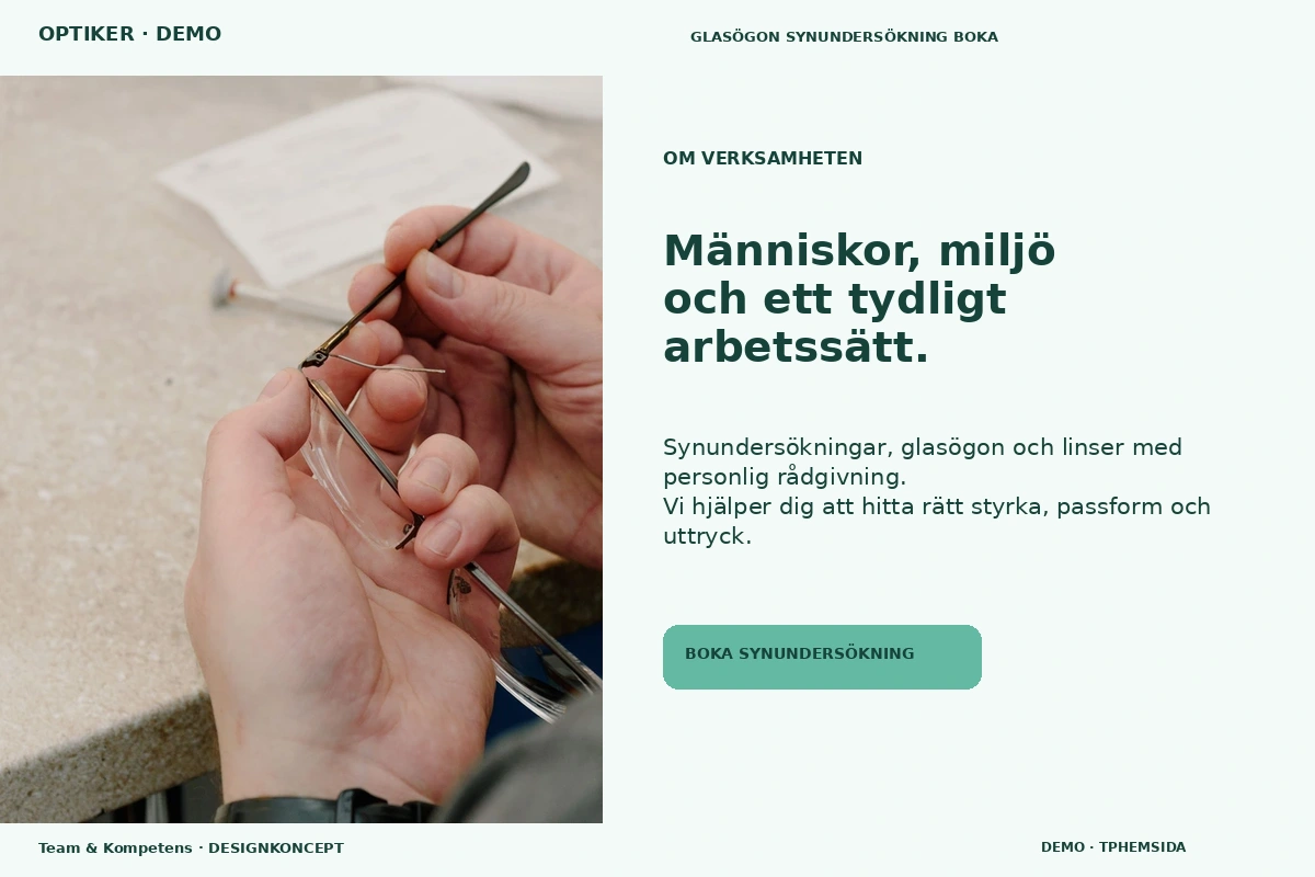 Team & Kompetens – Om verksamheten för optiker
