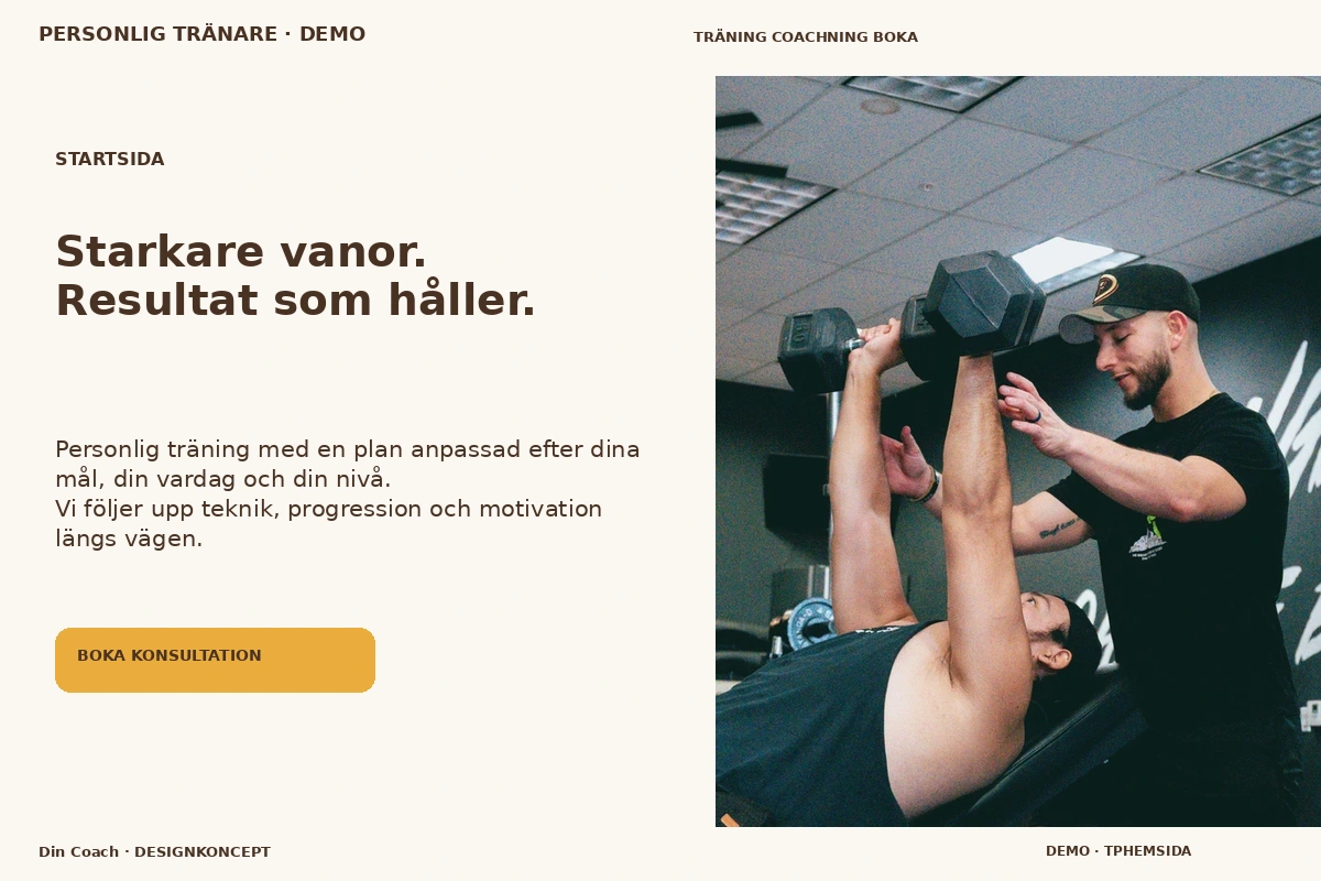 Din Coach – Startsida för personlig tränare